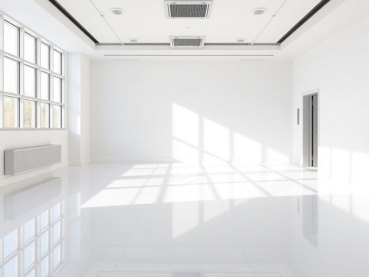 The same space spotless after post-construction cleaning